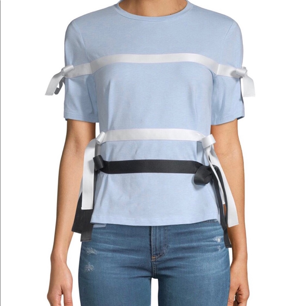 Tie Short-Sleeve Cotton Top with Bows 🎀